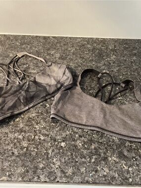 lululemon athletica Charcoal Gray Low-Impact Sports Bralettes (Pair)